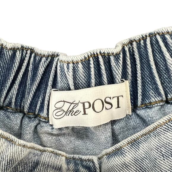 The Post Jean Jumpsuit S Blue Strapless Button Straight Denim Streetwear Utility - Picture 10 of 13